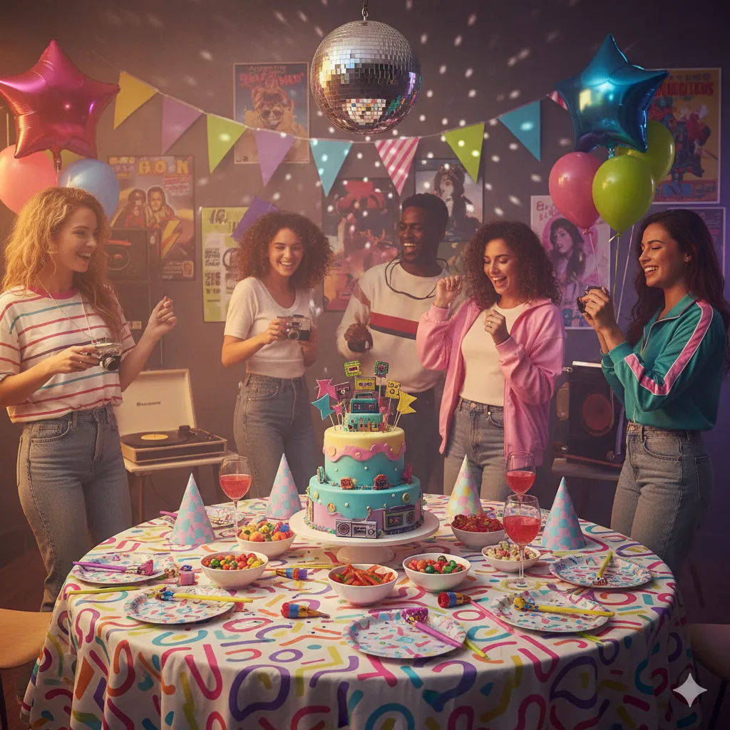 Retro birthday party styling
